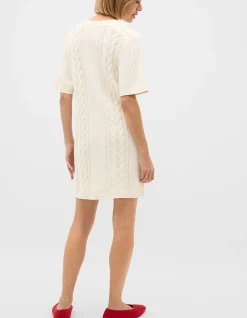 COTTON CABLE KNIT MINI DRESS