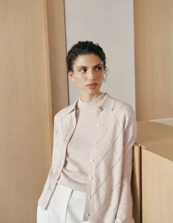 Cotton Cashmere Pointelle Cardigan
