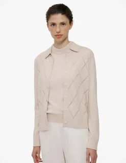 Cotton Cashmere Pointelle Cardigan