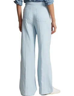 COTTON CHAMBRAY WIDE-LEG FLARE PANT