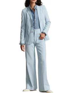 COTTON CHAMBRAY WIDE-LEG FLARE PANT
