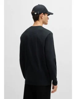 Cotton-Jersey T-Shirt with Mirror-Effect Logo Black