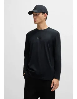 Cotton-Jersey T-Shirt with Mirror-Effect Logo Black