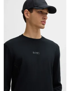 Cotton-Jersey T-Shirt with Mirror-Effect Logo Black