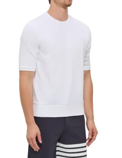 Cotton Jersey 4 Bar Rib Cuff Short Sleeve T Shirt