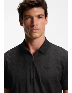 cotton polo shirt with jacquard pattern