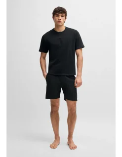 Cotton-terry shorts with outline logo embroidery