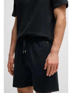 Cotton-terry shorts with outline logo embroidery