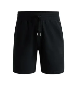 Cotton-terry shorts with outline logo embroidery