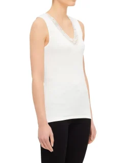 Cotton Wool Vest W/Lace