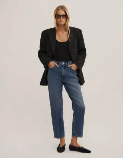 Crease Front High Rise Cropped Jeans