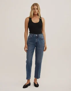 Crease Front High Rise Cropped Jeans