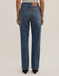 Crease Front High Rise Straight Leg Jeans