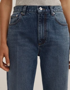 Crease Front High Rise Straight Leg Jeans