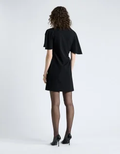 CREPE DRAPED NECK MINI DRESS