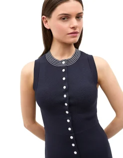 CREPE KNIT CONTRAST MINI DRESS