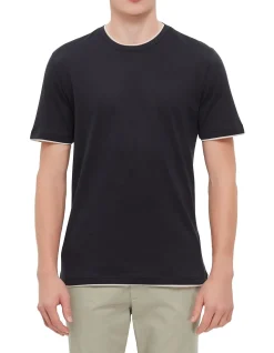 Crew Neck T-Shirt with Piping