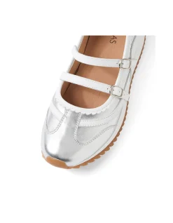 Crimpy Twin Strap Leather Ballet Sneakers
