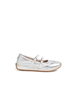 Crimpy Twin Strap Leather Ballet Sneakers