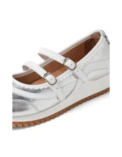 Crimpy Twin Strap Leather Ballet Sneakers