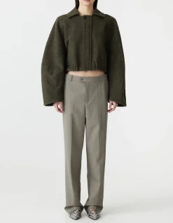 Cropped Boiled Wool Jacket