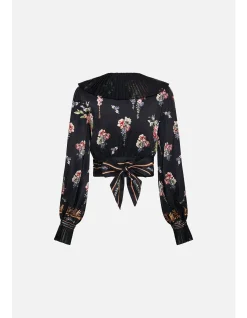 CROPPED WRAP TOP WITH PLEATED DETAIL