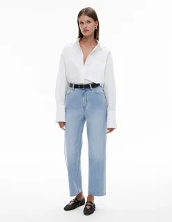 Crop Straight High Rise Cropped Denim Jeans