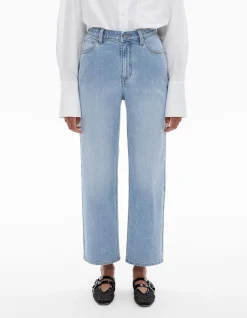 Crop Straight High Rise Cropped Denim Jeans