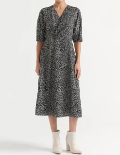CROSS FRONT HALF SLEEVE DRESS