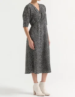 CROSS FRONT HALF SLEEVE DRESS