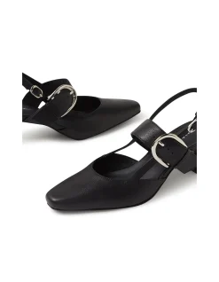 Crow Buckled Slingback Mid Heel Pumps