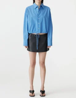 Crushed Cotton Gathered Shirt