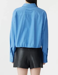 Crushed Cotton Gathered Shirt