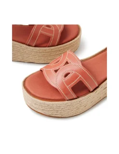 Crysalis Woven Rope Wedge Leather Sandals