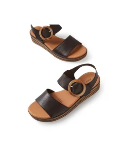 Cubbie Leather Buckle Platform Sandals