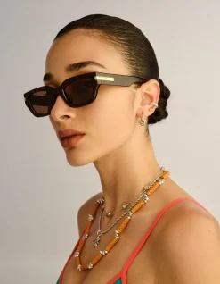 CUBITO + TORT D-FRAME BROWN MONO SUNGLASSES