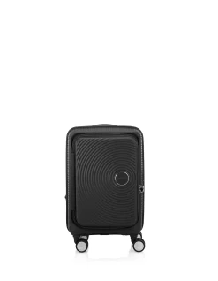 Curio 55cm Book Opening Expandable Small Carry-On Suitcase Black