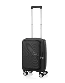 Curio 55cm Book Opening Expandable Small Carry-On Suitcase Black