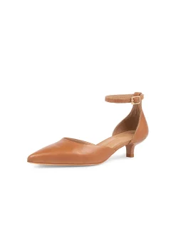 Cushla Ankle Strap Pointed Kitten Heel Pumps