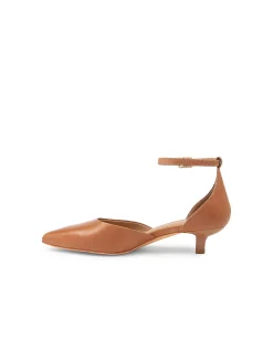Cushla Ankle Strap Pointed Kitten Heel Pumps