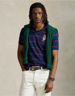 Custom Slim Fit Bear Mesh Polo Shirt