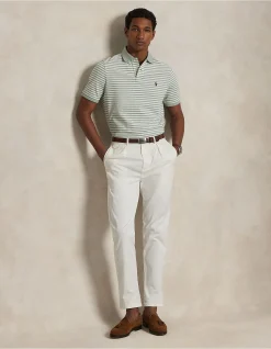 Custom Slim Fit Striped Mesh Polo Shirt