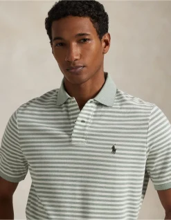Custom Slim Fit Striped Mesh Polo Shirt