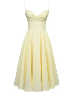 'DAHLIA'COTTON PLEATED MIDI SUNDRESS