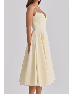 'DAHLIA'COTTON PLEATED MIDI SUNDRESS