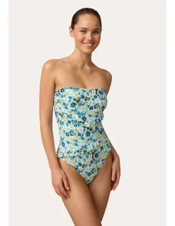 Daisy Spliced Frill Bandeau One Piece Swimsuit
