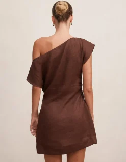 DANIELLE ASYMMETRICAL LINEN MINI DRESS