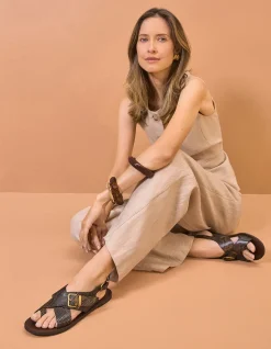 DANNA Snake Emboss Leather Sandal