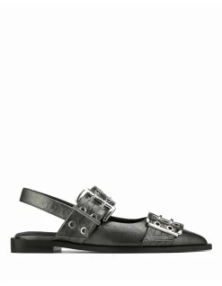 Daxton Gunmetal Metallic Leather Slingback