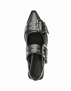 Daxton Gunmetal Metallic Leather Slingback